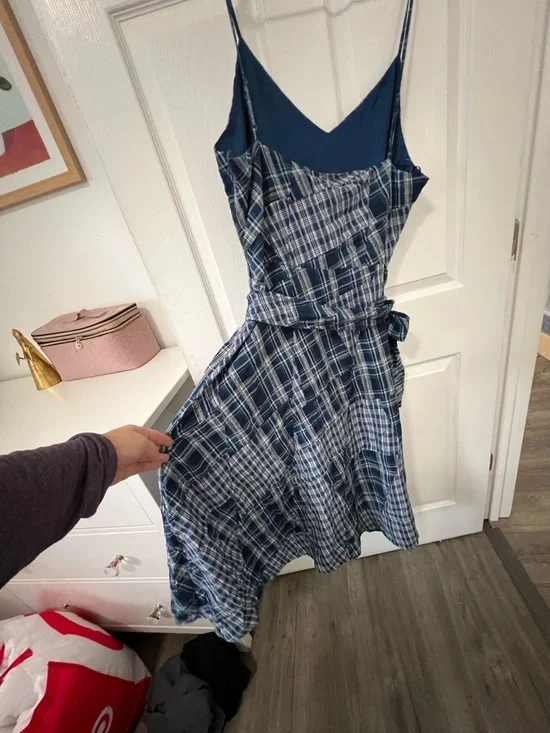 Ralph Lauren Navy and White Plaid Spaghetti-Strap Midi Dress - Picture 6 of 13